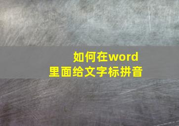 如何在word里面给文字标拼音