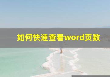 如何快速查看word页数