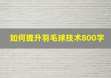 如何提升羽毛球技术800字