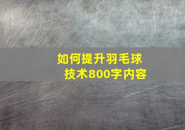 如何提升羽毛球技术800字内容