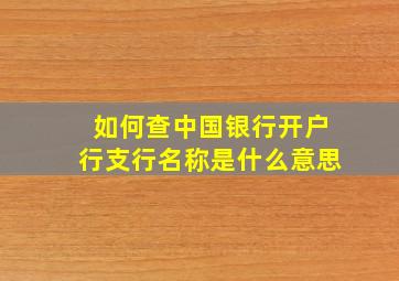 如何查中国银行开户行支行名称是什么意思