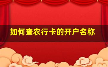 如何查农行卡的开户名称