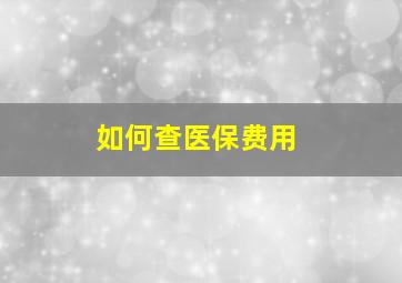 如何查医保费用