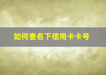 如何查名下信用卡卡号