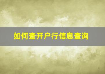 如何查开户行信息查询