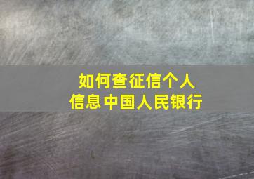 如何查征信个人信息中国人民银行