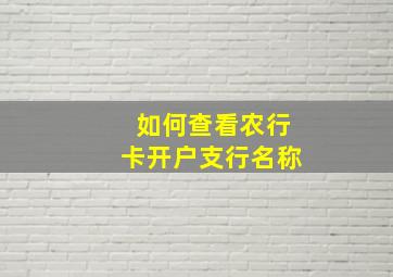 如何查看农行卡开户支行名称