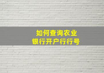 如何查询农业银行开户行行号