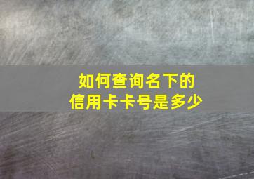 如何查询名下的信用卡卡号是多少