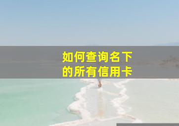 如何查询名下的所有信用卡