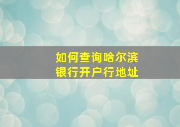 如何查询哈尔滨银行开户行地址