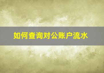 如何查询对公账户流水