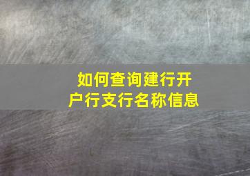 如何查询建行开户行支行名称信息