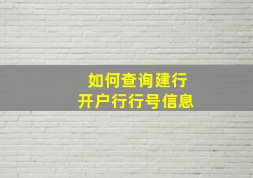 如何查询建行开户行行号信息