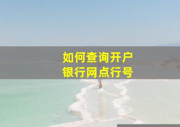 如何查询开户银行网点行号