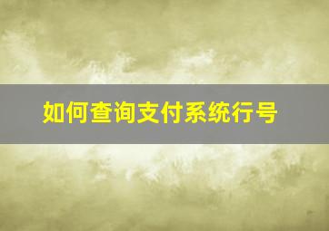 如何查询支付系统行号