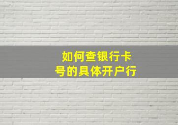 如何查银行卡号的具体开户行