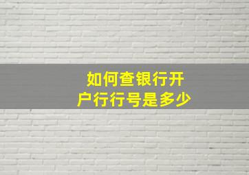 如何查银行开户行行号是多少