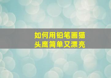 如何用铅笔画猫头鹰简单又漂亮