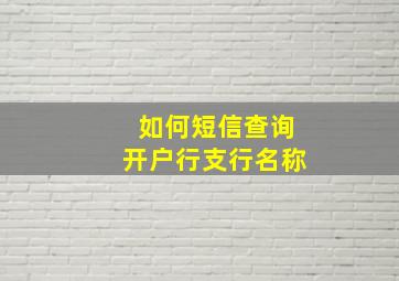 如何短信查询开户行支行名称