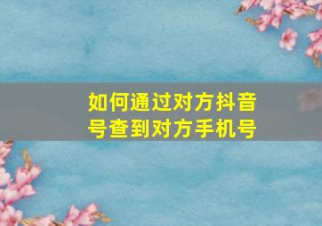 如何通过对方抖音号查到对方手机号