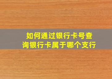 如何通过银行卡号查询银行卡属于哪个支行