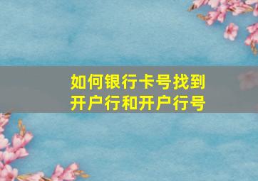 如何银行卡号找到开户行和开户行号