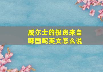 威尔士的投资来自哪国呢英文怎么说