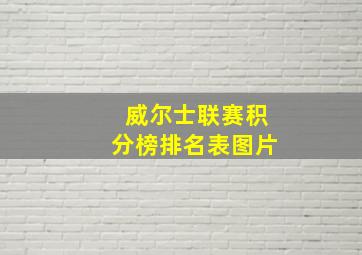 威尔士联赛积分榜排名表图片