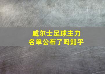 威尔士足球主力名单公布了吗知乎