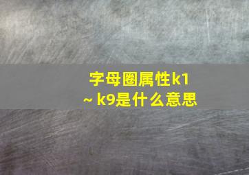 字母圈属性k1～k9是什么意思