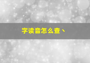 字读音怎么查丶