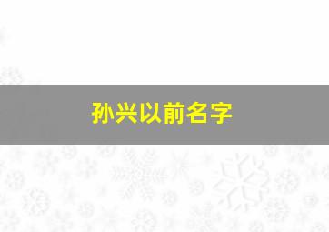 孙兴以前名字