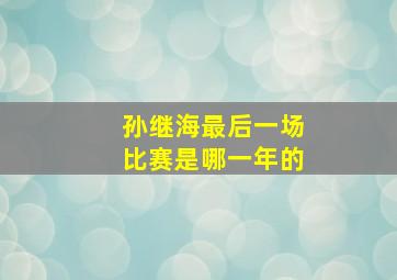 孙继海最后一场比赛是哪一年的