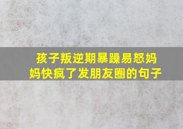 孩子叛逆期暴躁易怒妈妈快疯了发朋友圈的句子