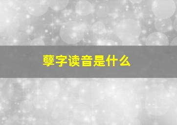 孽字读音是什么