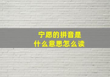 宁愿的拼音是什么意思怎么读