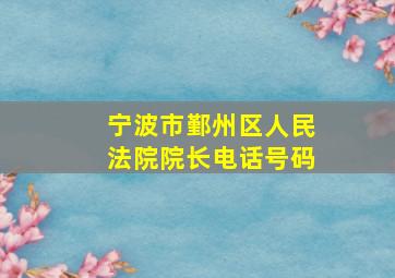 宁波市鄞州区人民法院院长电话号码