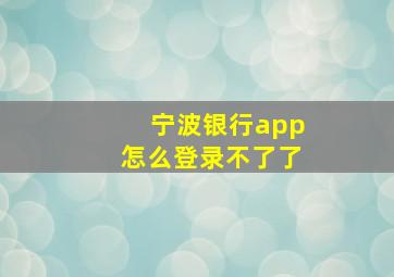 宁波银行app怎么登录不了了