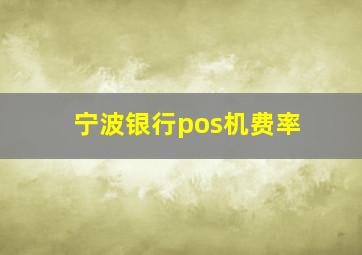 宁波银行pos机费率