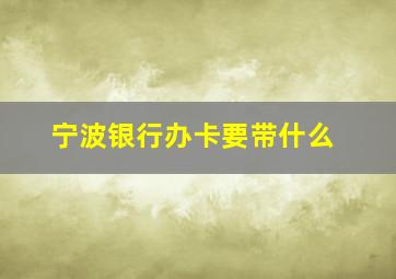 宁波银行办卡要带什么