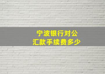 宁波银行对公汇款手续费多少