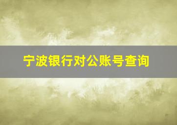 宁波银行对公账号查询