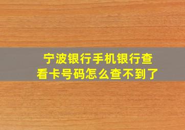 宁波银行手机银行查看卡号码怎么查不到了