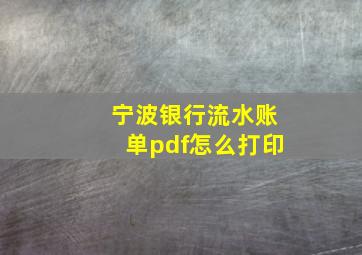 宁波银行流水账单pdf怎么打印