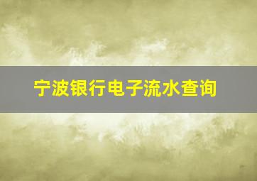 宁波银行电子流水查询