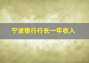 宁波银行行长一年收入