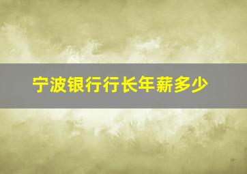 宁波银行行长年薪多少