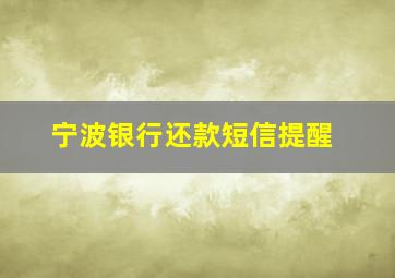 宁波银行还款短信提醒