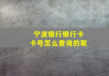 宁波银行银行卡卡号怎么查询的呢